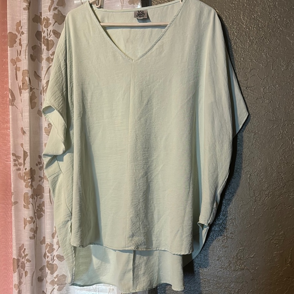 Mint Green V-Neck Women's Top